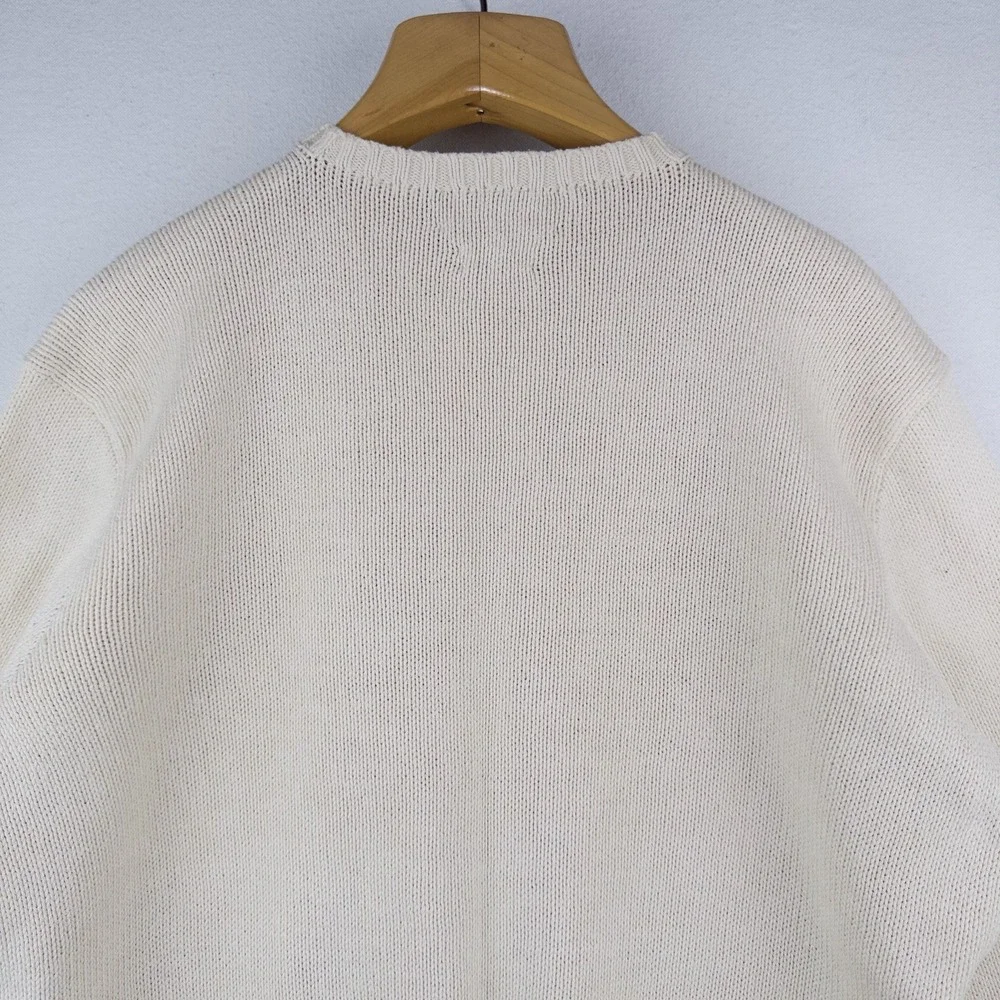 90's Vtg Polo Ralph Lauren Knit Sweater Mens XL Cream Beige Pima Cotton Crewneck